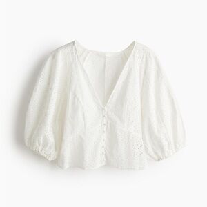 H&M White Eyelet Blouse